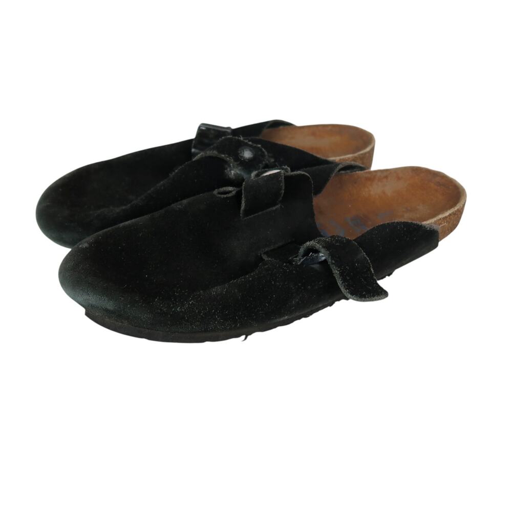 Birkenstock Boston Clogs Black Suede Leather Womens 10 / 41